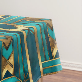 Mantel Flechas geométricas Art Deco, oro y turquesa