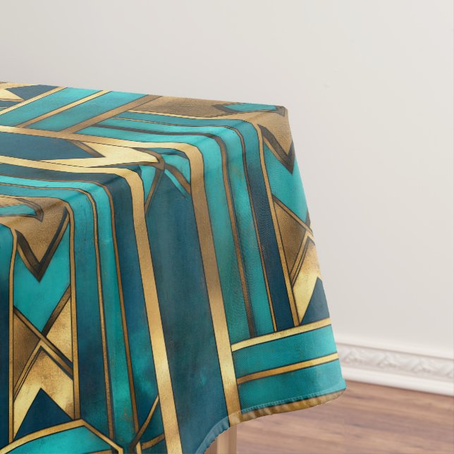 Mantel Flechas geométricas Art Deco, oro y turquesa (In Situ)