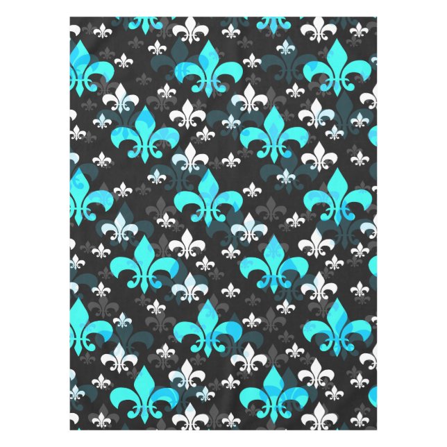 Mantel Flor blanca azul de Lis (Anverso)