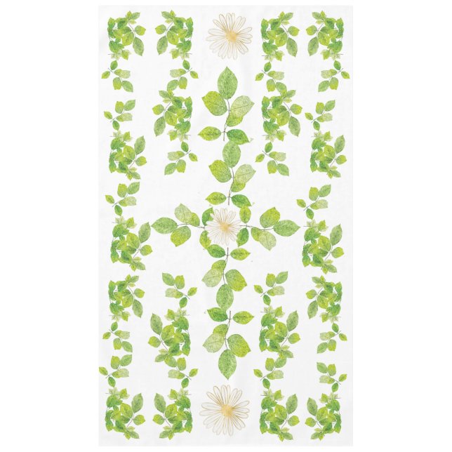 Mantel Flor blanca y jardín de hojas verdes (Anverso)