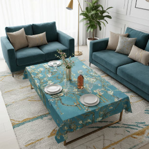 Mantel Flor de Almendro Floral Boho Azul Arte Clásico