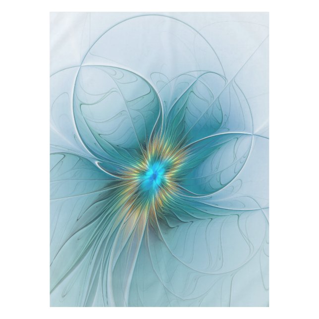 Mantel Flor de Arte Fractal de Oro Azul Pequeña Belleza (Anverso)
