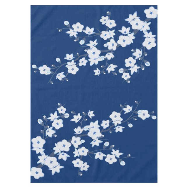Mantel Flor de cerezo blanco azul marino (Anverso)