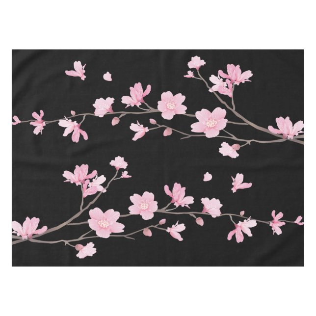 Mantel Flor de cerezo - negro (Frente (Horizontal))