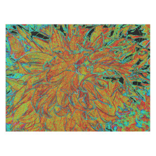 Mantel Flor de dalia abstracta naranja quemada y verde