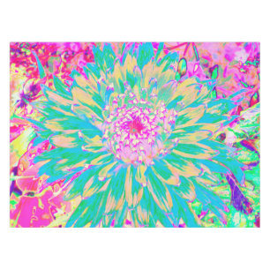 Mantel Flor de Dalia Verde Turquesa y Rosa Caliente Decor
