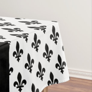 Mantel Flor de Lis, Negro sobre Blanco, Negro, Tu Nombre
