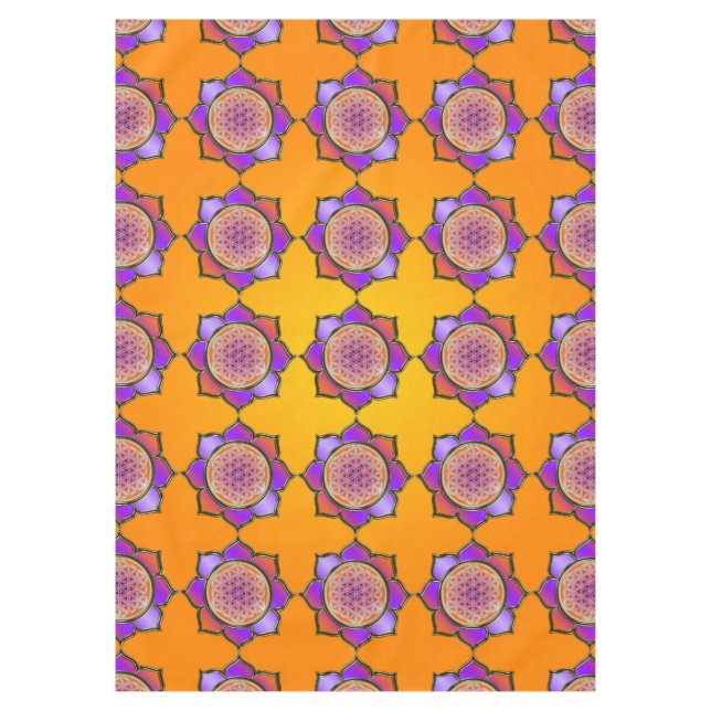 Mantel Flor de vida / Blume des Lebens - Lotus naranja (Anverso)