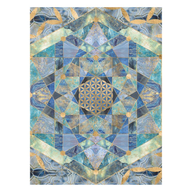 Mantel Flor de vida en adorno de mármol de geometría sagr (Anverso)
