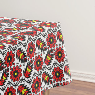 Mantel Flor floral de costillas cruzadas de arte folclóri