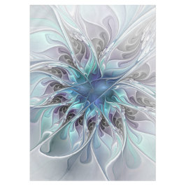 Mantel Flor Fractal Moderna Con Azul
