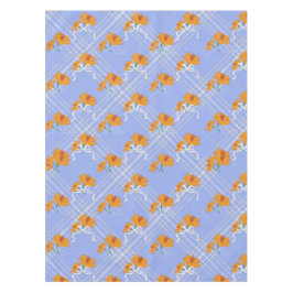 Mantel Flor Naranja suave sin foco en azul plaid