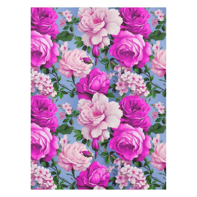 Mantel Flor Rosa púrpura grande retro (Anverso)