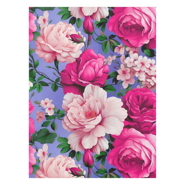Mantel Flor rosa rosada grande retro (Anverso)