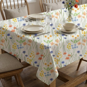 Mantel Flor silvestre acuarela naranja amarillo azul