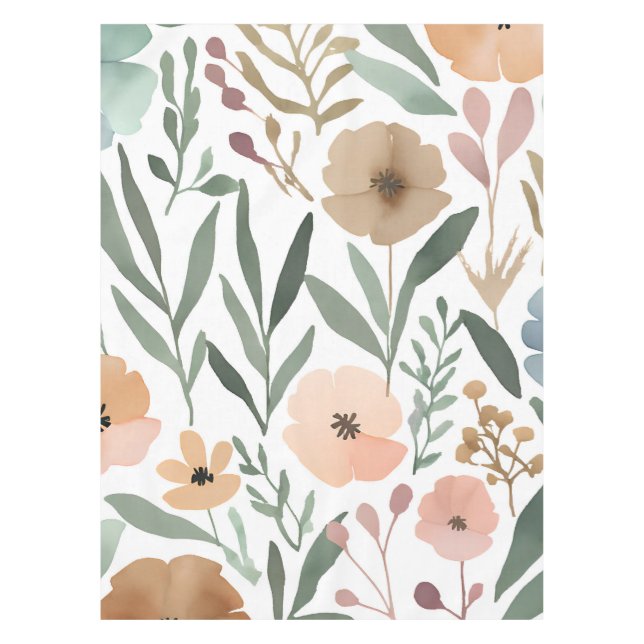 Mantel Flor silvestre Boho acuarela Pastel Decoración Flo (Anverso)