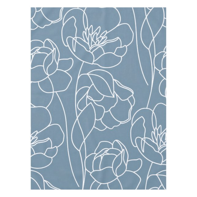 Mantel Flor silvestre moderna azul blanco (Anverso)