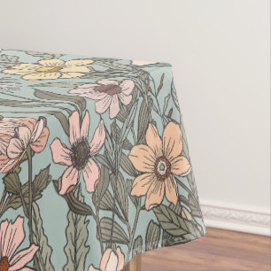 Mantel Flor silvestre retro rosa amarillo espuma de mar
