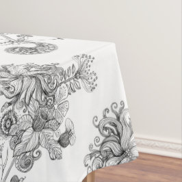 mantel floral blanco y negro