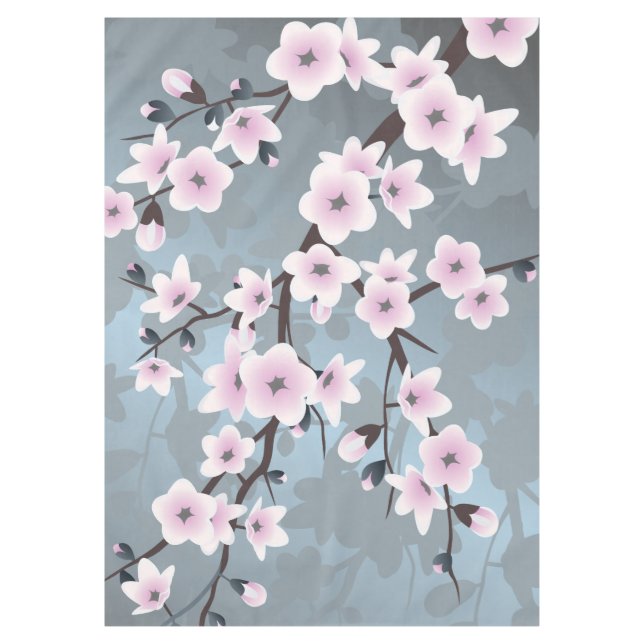 Mantel Floral Cerezo Blossom Azul rosado seco (Anverso)