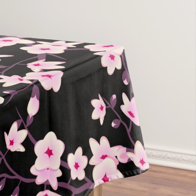 Mantel Floral Cerezo Blossom Pink Black (In Situ)