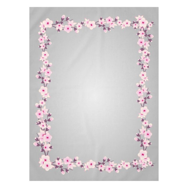 Mantel Floral de Flor de Cerezo Rosa Gris (Anverso)