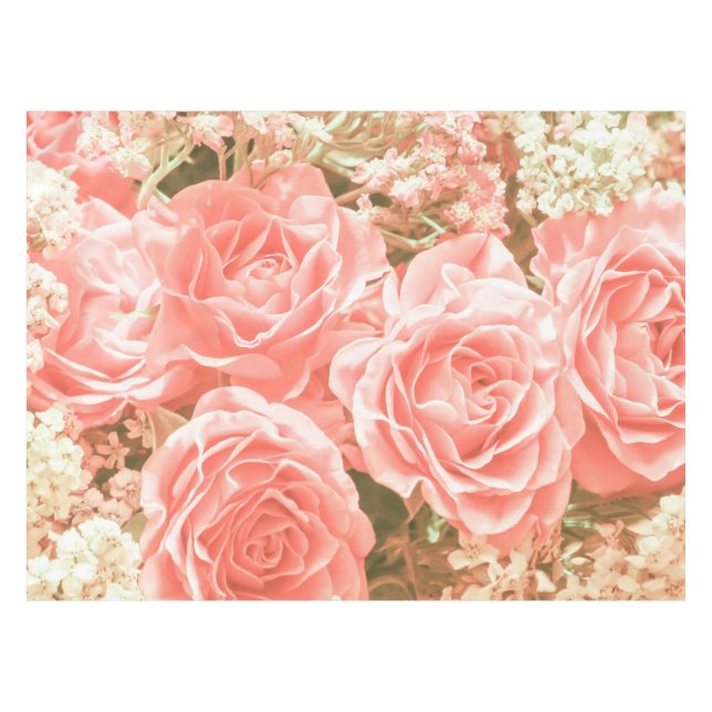 Mantel floral de los rosas rosados preciosos y (Frente (Horizontal))