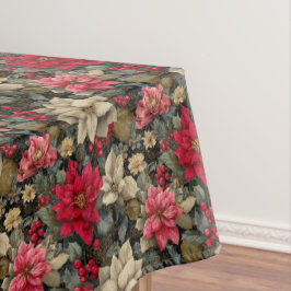 Mantel Floral De Poinsettia De Invierno Con Berries Y Pin