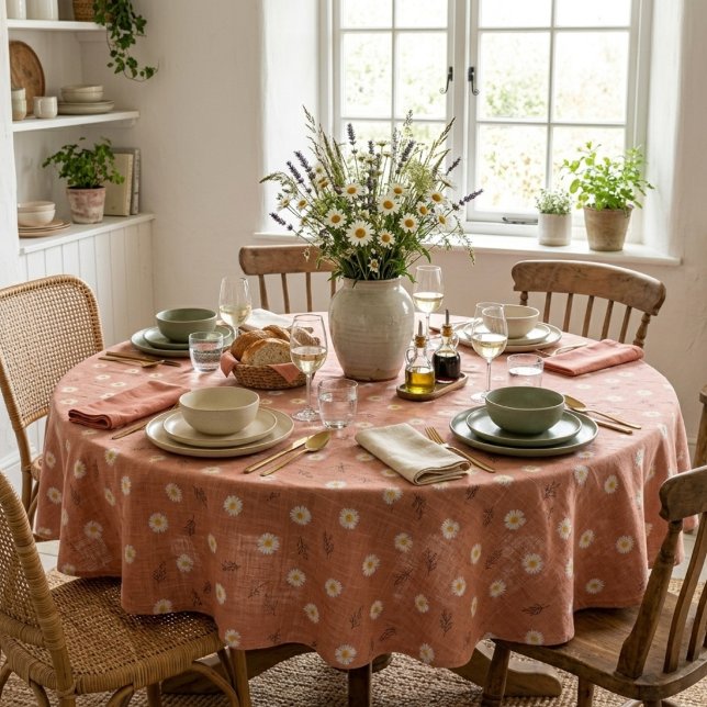 Mantel Floral de Terracota Moderna con Margaritas  (Subido por el creador)
