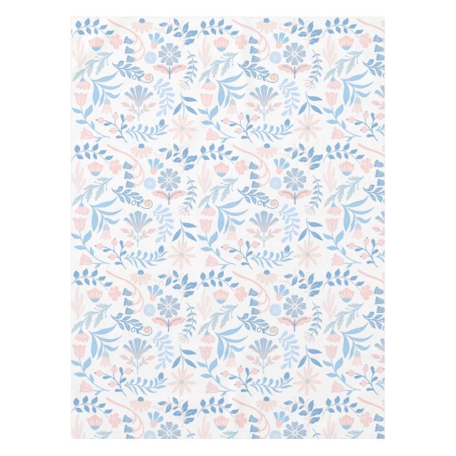 Mantel Floral design boho block print blue pink girly (Anverso)