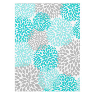Mantel floral gris de la turquesa moderna, dalias