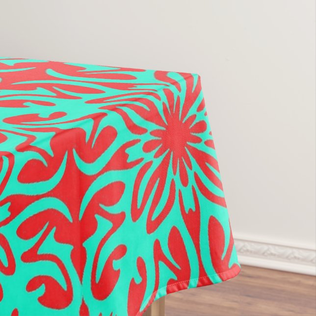 Mantel Floral rojo y turquesa (In Situ)
