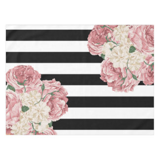 Mantel Floral rosado, negro, blanco