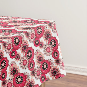 Mantel Floral rústico retro rojo y blanco