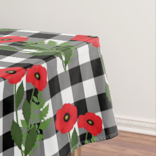 Mantel Floral Shabby Chic Red, Black & White Poppies