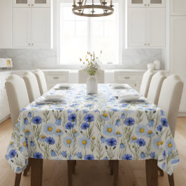 Mantel Floral silvestre de acuarela azul
