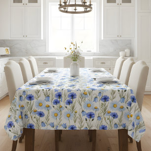 Mantel Floral silvestre de acuarela azul