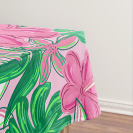 Mantel Floral Tropical Rosa / Flores Blancas Rosadas Verd