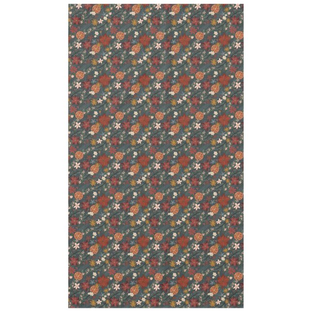 Mantel Florales de invierno ventilado a mano verde oscuro (Anverso)