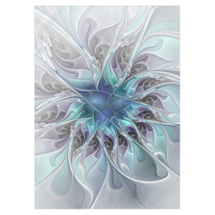 Mantel Florecer Abstracto Moderno Floral Fractal Con Azul