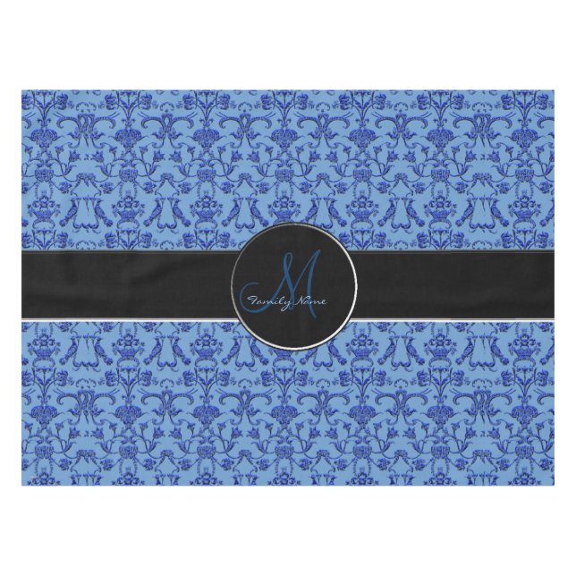 Mantel Florentine Damask (Azul) de época (Frente (Horizontal))