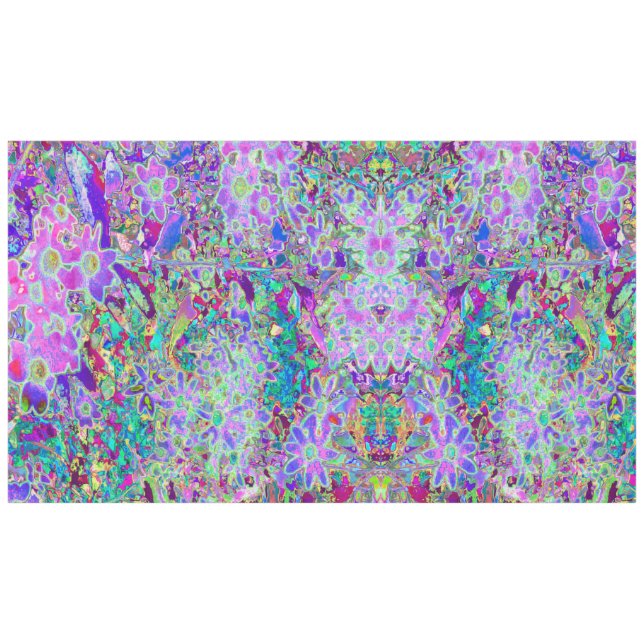 Mantel Flores abstractas y alucinantes rosadas y moradas (Frente (Horizontal))