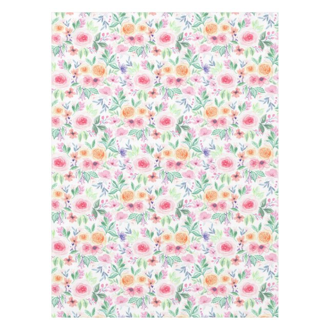 Mantel Flores acuarelas y hojas (Anverso)