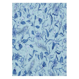 Mantel Flores azules verde azuladas sobre una textura esc