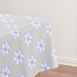Mantel Flores azules y blancas modernas sobre gris claro