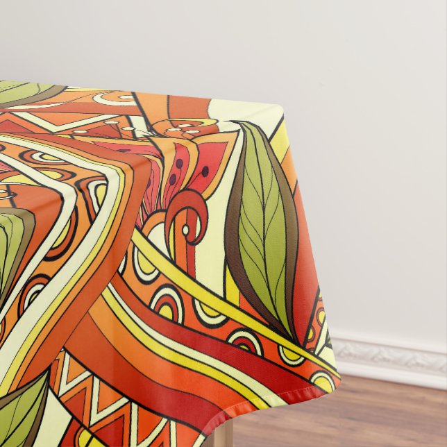 Mantel Flores Blancas Naranjas Elegantes Y Swirl (In Situ)