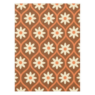 Mantel Flores blancas retro sobre el naranja marrón vinta