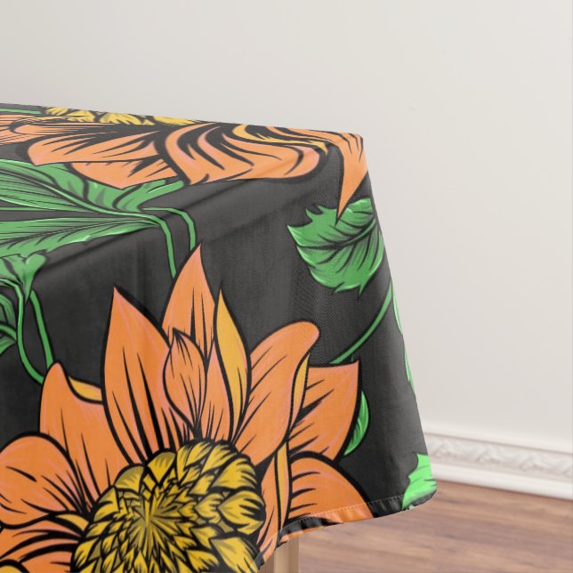 Mantel Flores brillantes emergen de fondo negro (In Situ)