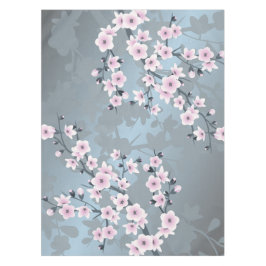 Mantel Flores de cerezo azul turquesa y rosa