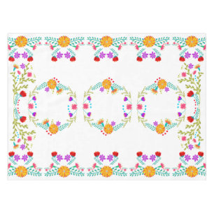 Mantel Flores de Fiesta Mexicana en blanco
